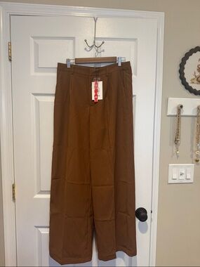 Cider Trouser Wide-Leg Brown Womens Dress Pants NWT